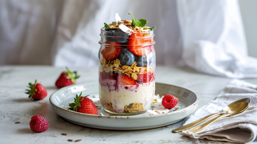 Greek yogurt parfait with granola and honey – easy breakfast ideas for quick mornings