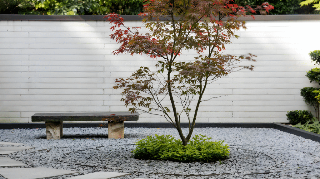 bamboo and concrete in minimalist garden style