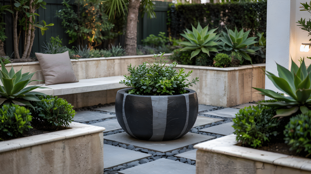 minimalist garden with neutral color palette