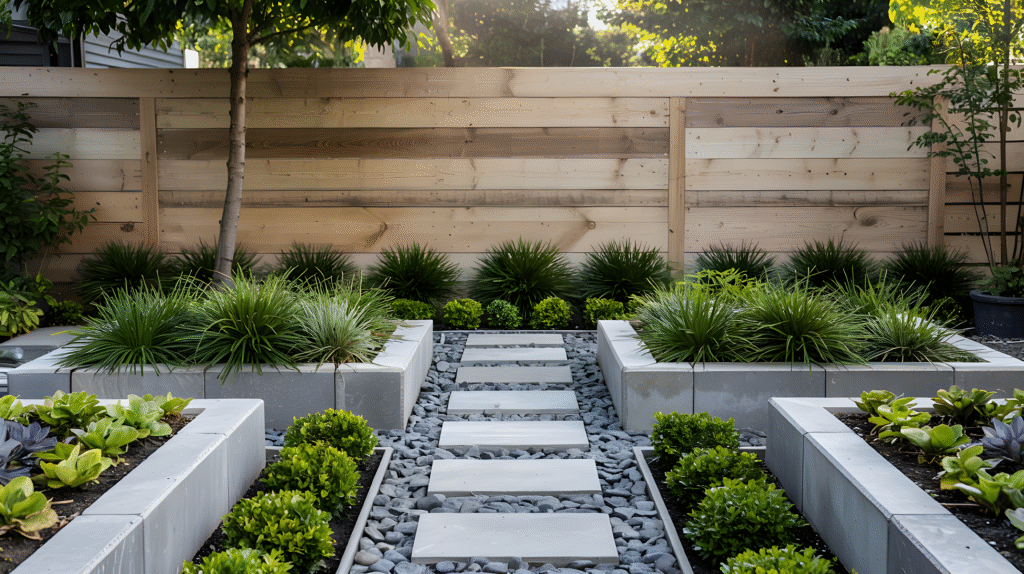 clean gravel path with ornamental grass