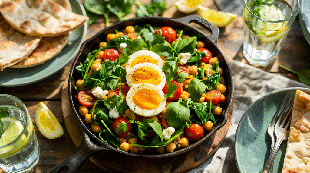 mediterranean chickpea skillet with feta
