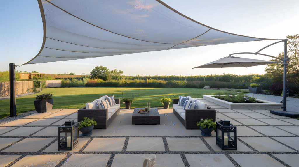 No shade during golden hour problem solved by mobile cheap backyard shade ideas