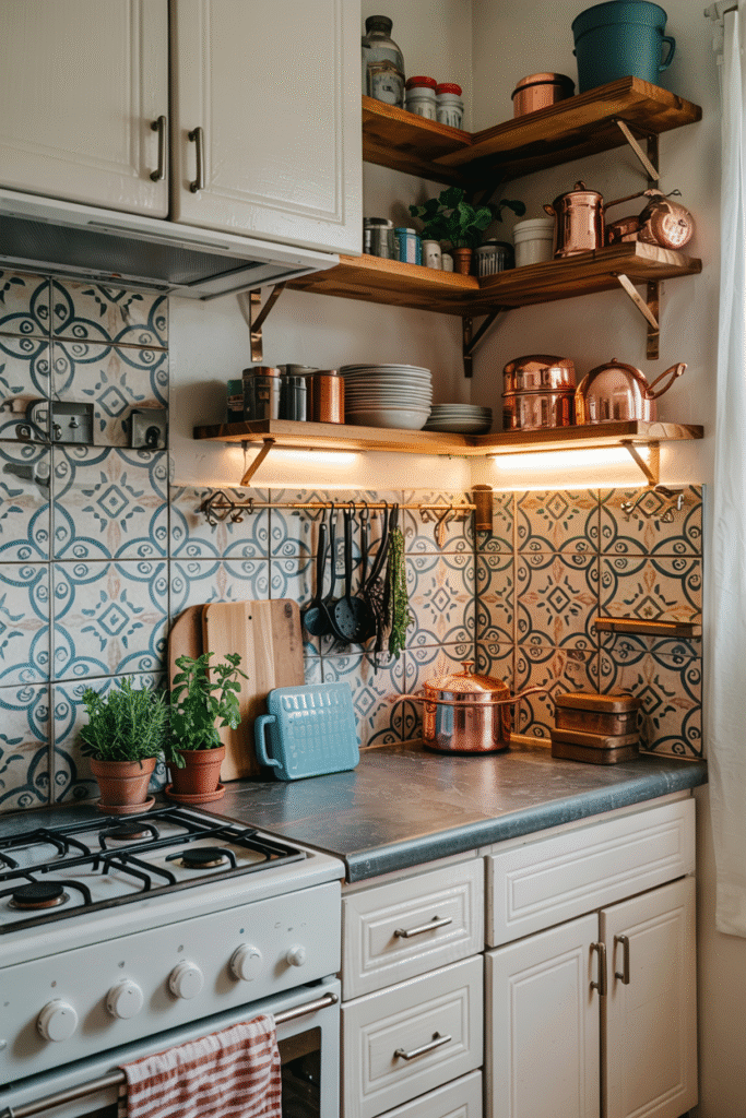 DIY renter decor hacks with peel-and-stick kitchen backsplash tiles