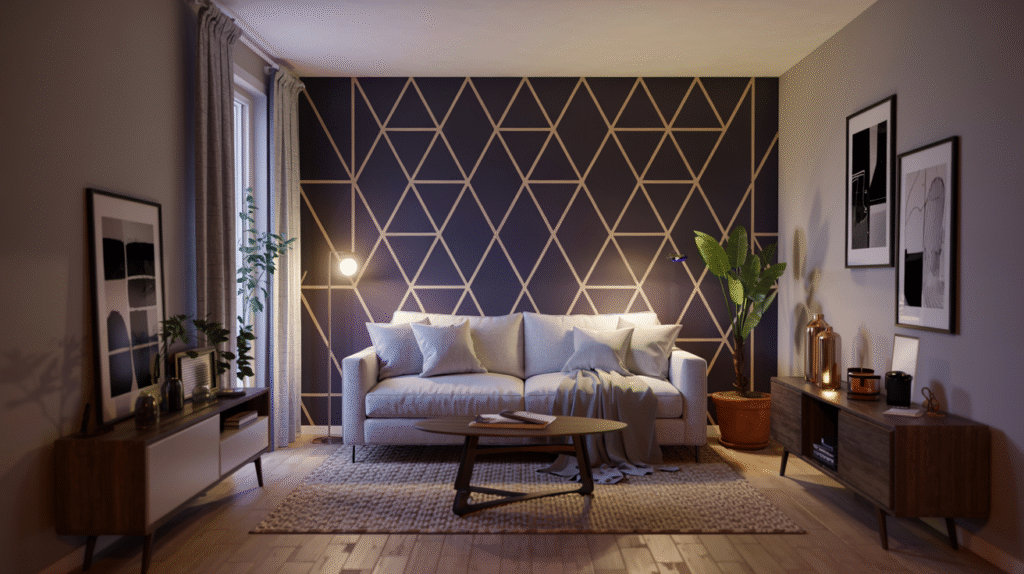 renter-friendly decor ideas using removable peel-and-stick wallpaper on bedroom wall